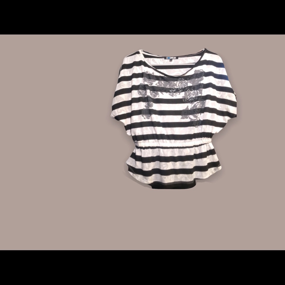 Black & White striped crop top